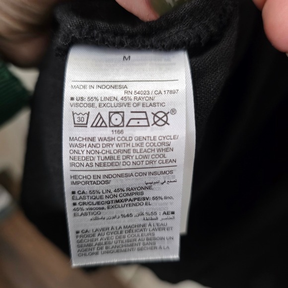 Old Navy Black Smocked Waist Linen Blend Mini Dress Womens Size M Indie Boho Y2K - Picture 8 of 9